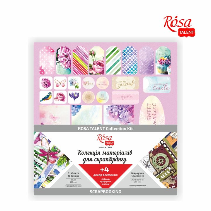 Papier na scrapbooking ROSA TALENT Floral Poem 30.48х30.48 cm + 4 dekorácie