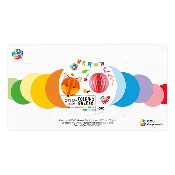Papier na skladanie okrúhly 15 cm mix 10 farieb | 100 listov — obrázok 1