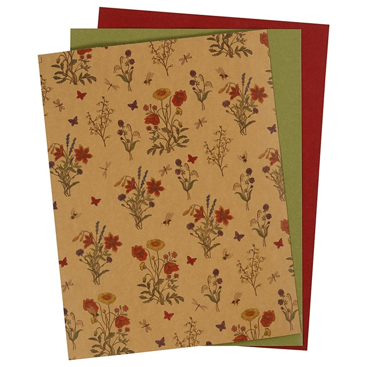 Papier z umelej kože Flowers - 3 listy, 1 balenie