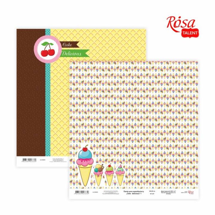 Papiere na scrapbooking 30.48 x 30.48 cm Cake delicious  | rôzne motívy — obrázok 1