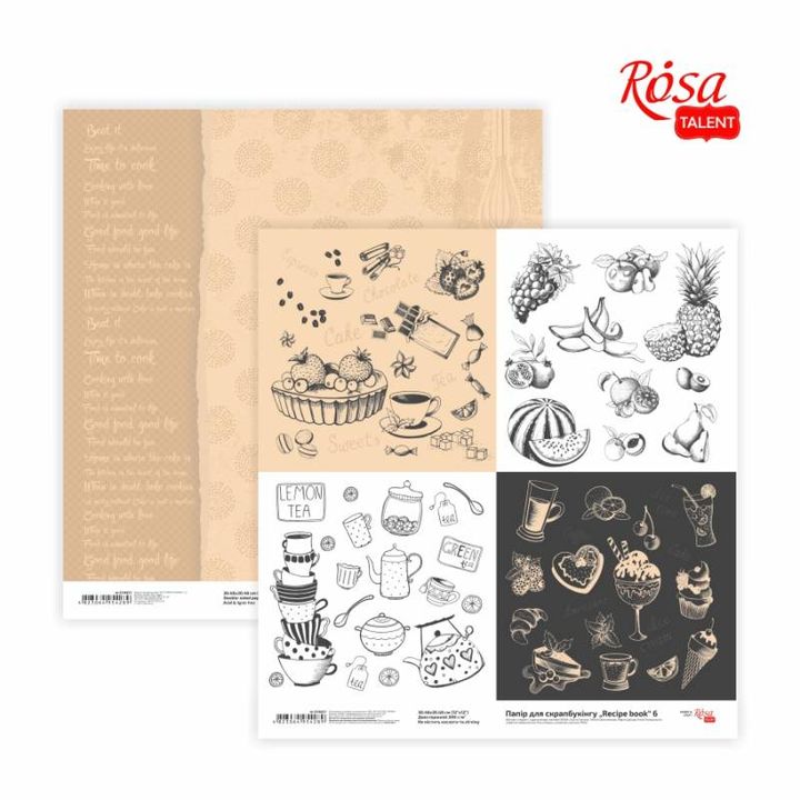 Papiere na scrapbooking 30.48 x 30.48 cm Recipe book  | rôzne motívy — obrázok 4