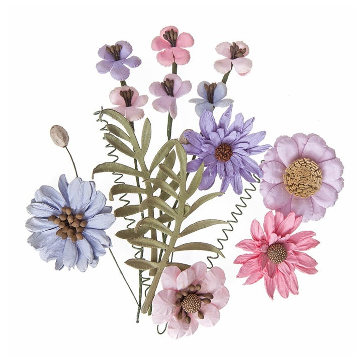 Papierové kvety Pink & Lavender - sada 12 ks