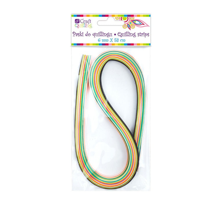 Papierové pásiky na quilling 6 mm, 108 ks, pastelové odtiene
