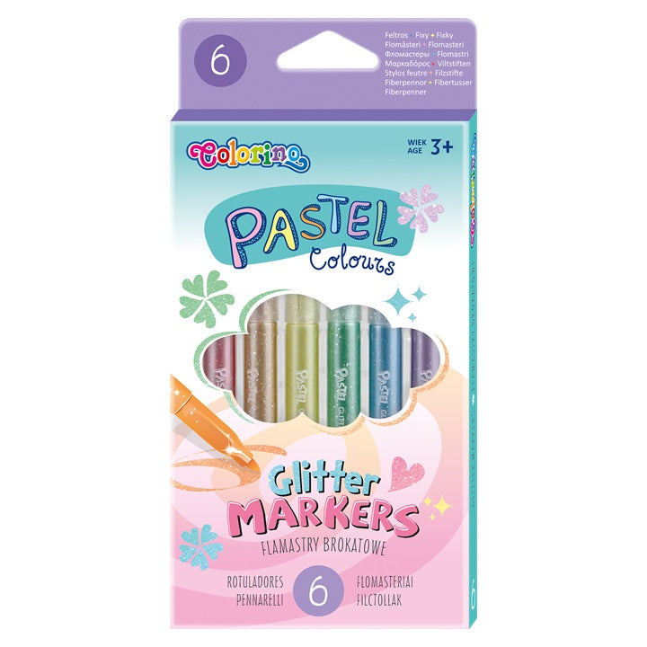 Pastelové fixky s trblietavým efektom Colorino 6 ks — obrázok 2