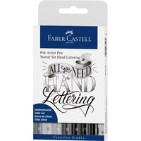 PITT umelecké fixky štartovací set Hand Lettering s ceruzkou a strúhadlom