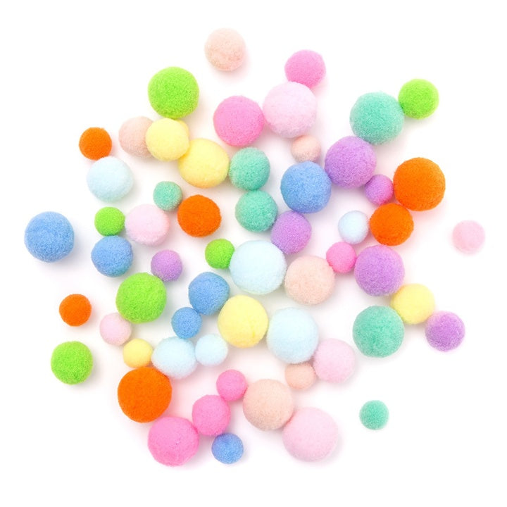 Plyšové ponpóny Rainbow / 60 ks — obrázok 1