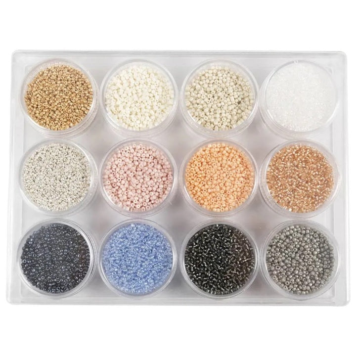 Rokajlové korálky, jemné farby, 1,7 mm, sada 12×15 g — obrázok 2
