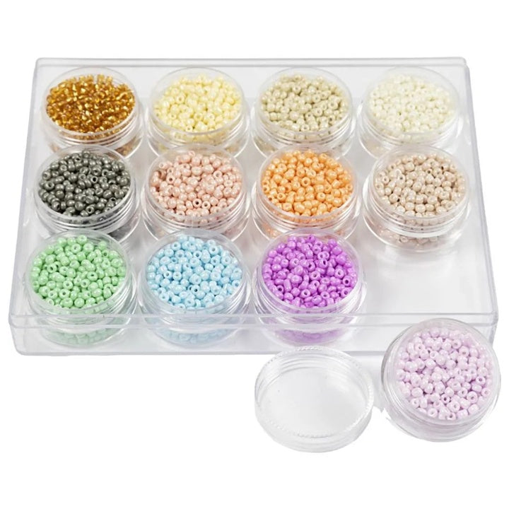 Rokajlové korálky, pastelové farby, 3 mm, sada 12x17 g — obrázok 2