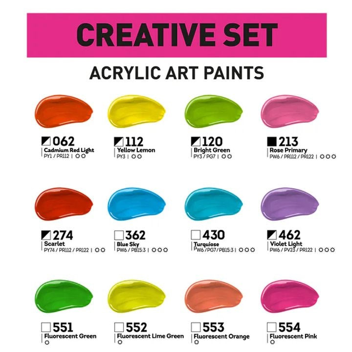 Sada akrylových farieb ACRYL PRO CREATIVE 12x75 ml — obrázok 7