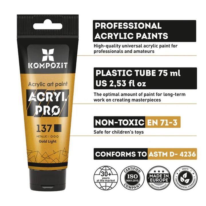 Sada akrylových farieb ACRYL PRO METALLIC 12x75 ml — obrázok 4