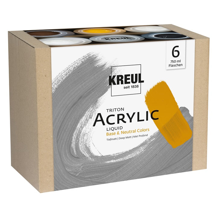 Sada akrylových farieb KREUL Triton Base & Neutral Colors 6 x 750 ml — obrázok 2