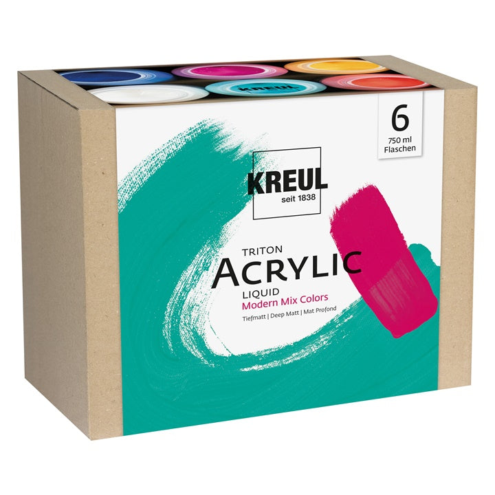 Sada akrylových farieb KREUL Triton Modern Mix Colors 6 x 750 ml — obrázok 1