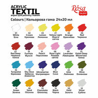 Sada akrylových farieb na textil HEART ROSA TALENT 24x20 ml — obrázok 4