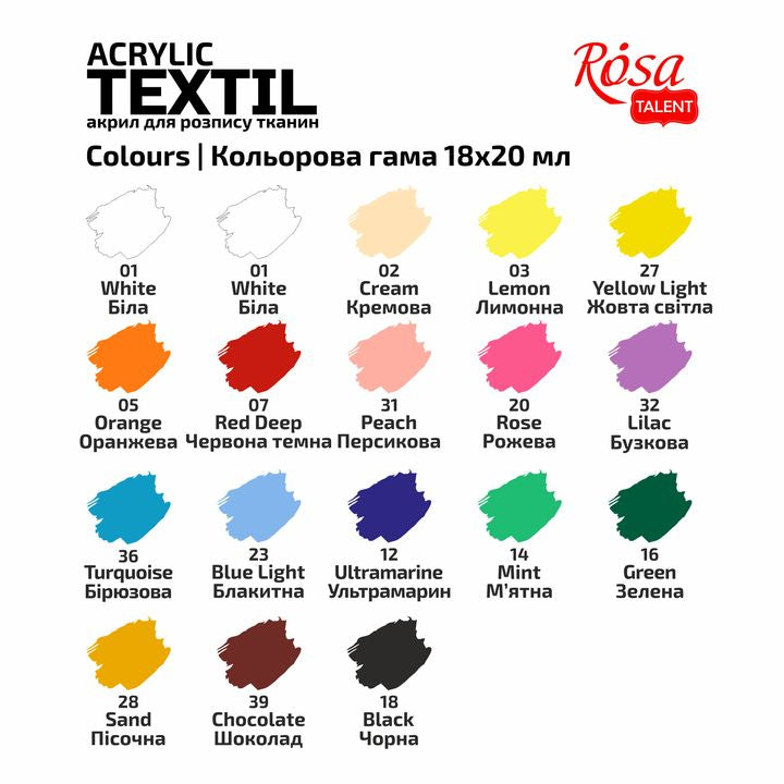 Sada akrylových farieb na textil STYLE ROSA TALENT 18x20 ml — obrázok 5