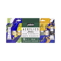 Sada akrylových farieb Pebeo STUDIO 10x20 ml + štetec — obrázok 1