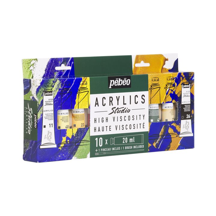 Sada akrylových farieb Pebeo STUDIO 10x20 ml + štetec — obrázok 4