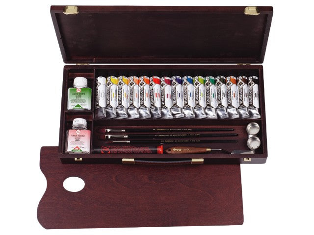 sada akrylových farieb Rembrandt Professional 15x40ml + príslušenstvo