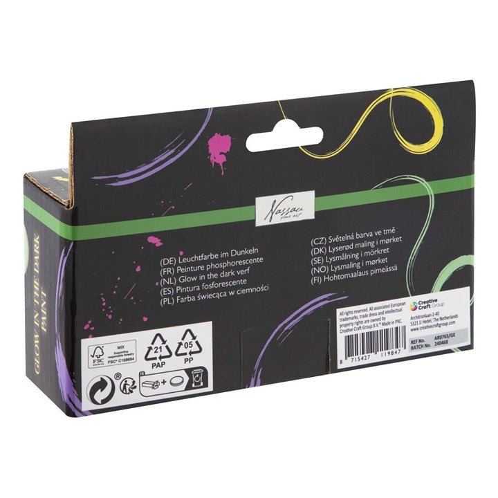 Sada akrylových farieb svietiacich v tme Nassau 4 x 60 ml — obrázok 1