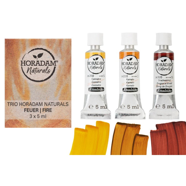 Sada akvarelových farieb Trio Fire HORADAM Naturals 3x5 ml — obrázok 2