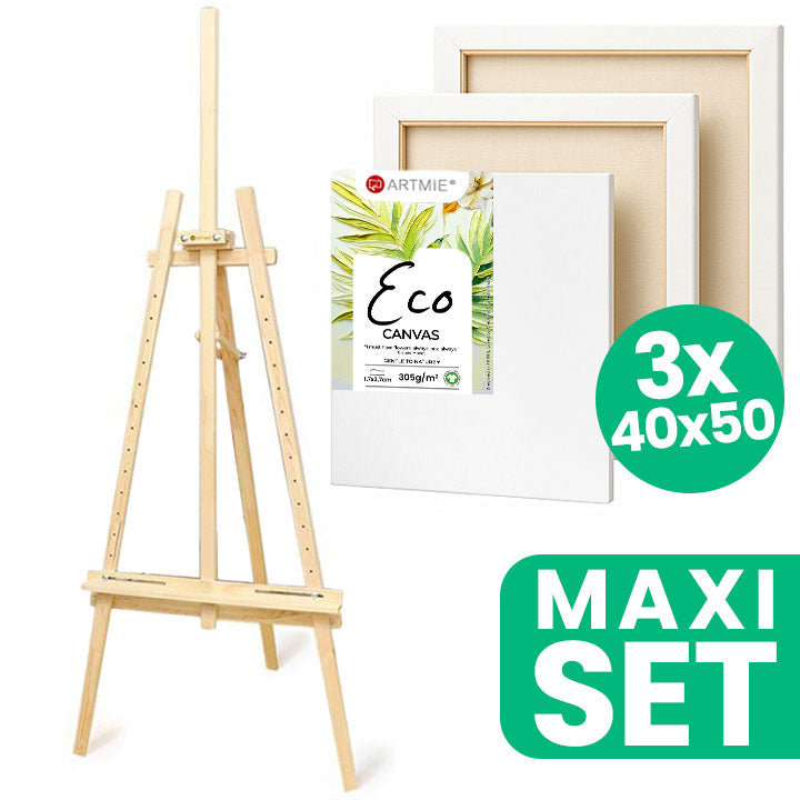 Sada ateliérového stojanu ARTMIE a 3 maliarskych plátien ECO 40x50 cm