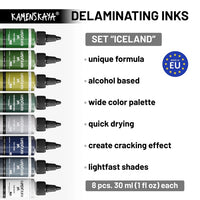 Sada delaminačných atramentov KAMENSKAYA 'Iceland' 8x30 ml — obrázok 2