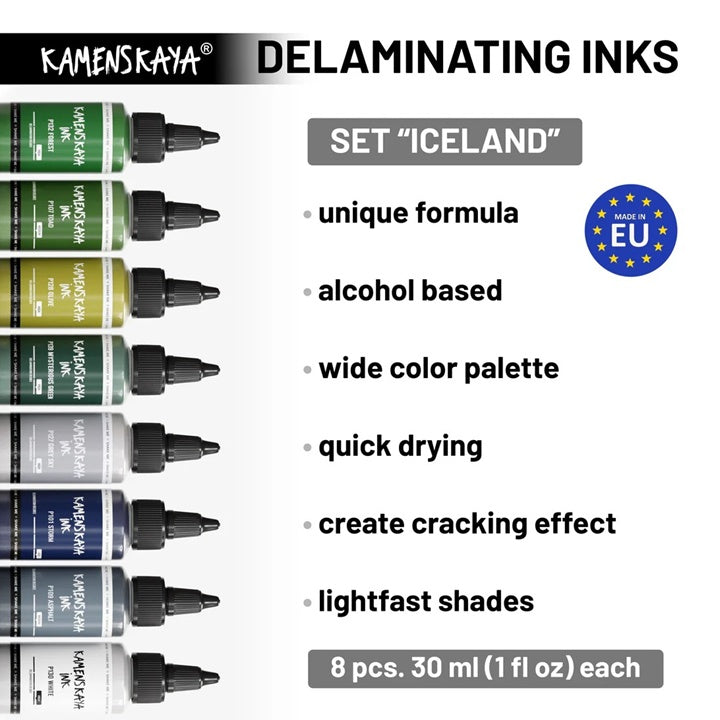 Sada delaminačných atramentov KAMENSKAYA 'Iceland' 8x30 ml — obrázok 2