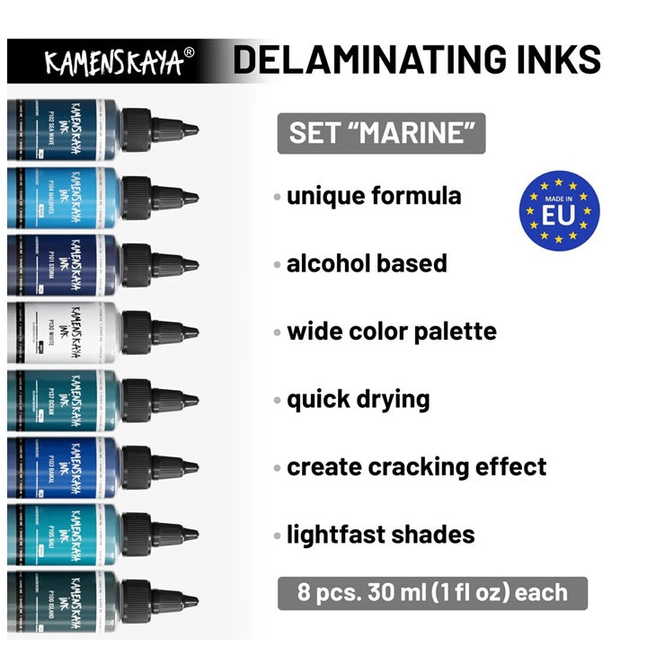 Sada delaminačných atramentov KAMENSKAYA 'Marine' 8x30 ml — obrázok 2