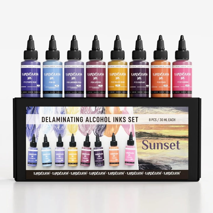 Sada delaminačných atramentov KAMENSKAYA 'Sunset' 8x30 ml — obrázok 1