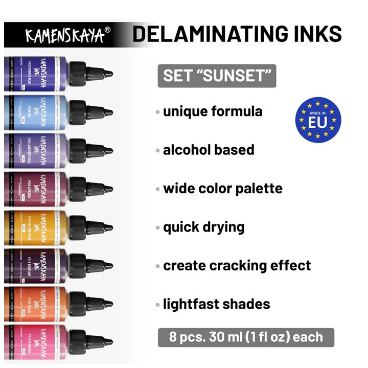 Sada delaminačných atramentov KAMENSKAYA 'Sunset' 8x30 ml — obrázok 2