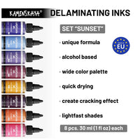 Sada delaminačných atramentov KAMENSKAYA 'Sunset' 8x30 ml — obrázok 2