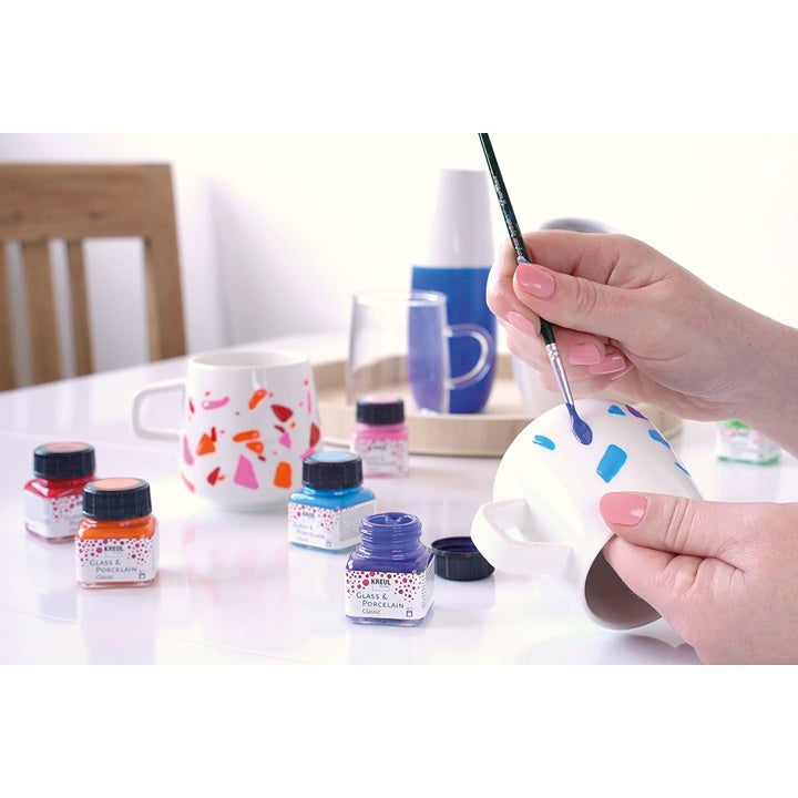 Sada farieb na sklo a porcelán  KREUL  6 x 20 ml + štetec — obrázok 2