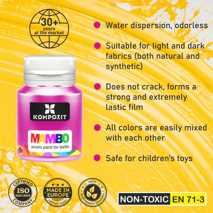 Sada farieb na textil a kožu MAMBO Kompozit 12х20 ml — obrázok 3