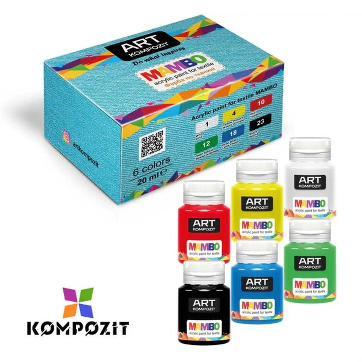 Sada farieb na textil a kožu MAMBO Kompozit 6х20 ml — obrázok 5