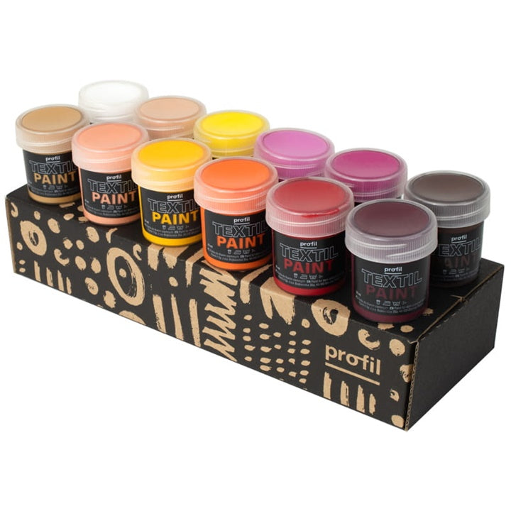 Sada farieb na tmavý textil Profil - teplé odtiene 12 x 25 ml