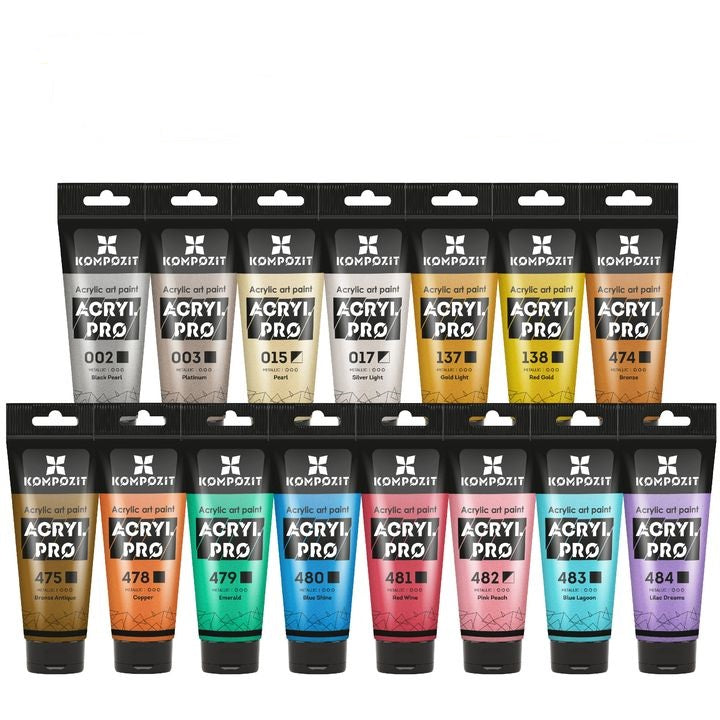 Sada metalických akrylových farieb ACRYL PRO Kompozit 15x75 ml — obrázok 1