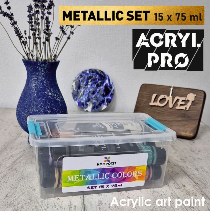 Sada metalických akrylových farieb ACRYL PRO Kompozit 15x75 ml — obrázok 2