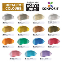 Sada metalických akrylových farieb ACRYL PRO Kompozit 15x75 ml — obrázok 3