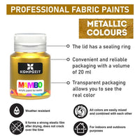 Sada metalických farieb na textil a kožu MAMBO Kompozit 6х20 ml — obrázok 3