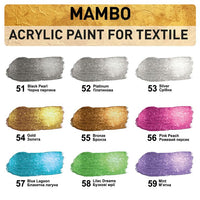 Sada metalických farieb na textil a kožu MAMBO Kompozit 9х20 ml — obrázok 2