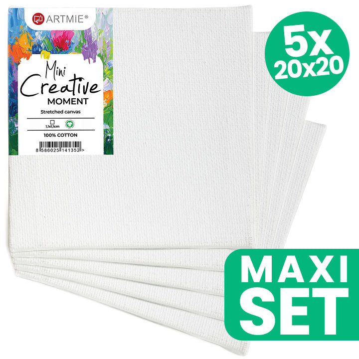 Sada mini maliarskeho hobby plátna ARTMIE  5 ks - 20x20 cm — obrázok 2