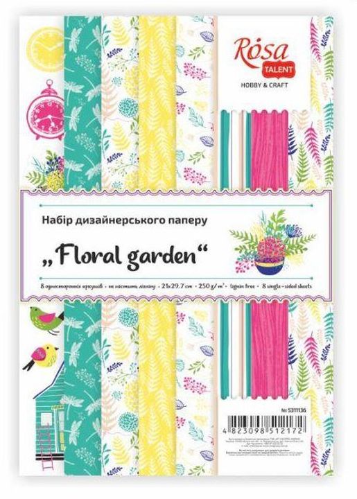 Sada papierov na scrapbooking Floral garden 21 x 29.7 cm — obrázok 2