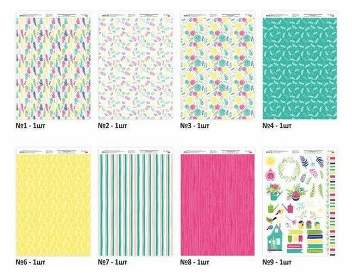 Sada papierov na scrapbooking Floral garden 21 x 29.7 cm — obrázok 1