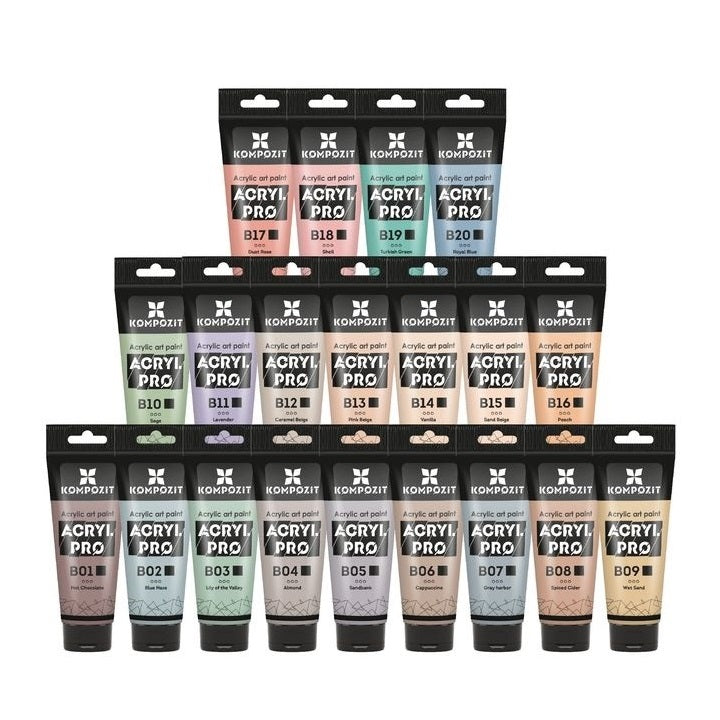 Sada pastelových akrylových farieb ACRYL PRO Kompozit 20х75 ml — obrázok 7