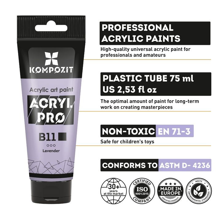 Sada pastelových akrylových farieb ACRYL PRO Kompozit 20х75 ml — obrázok 3