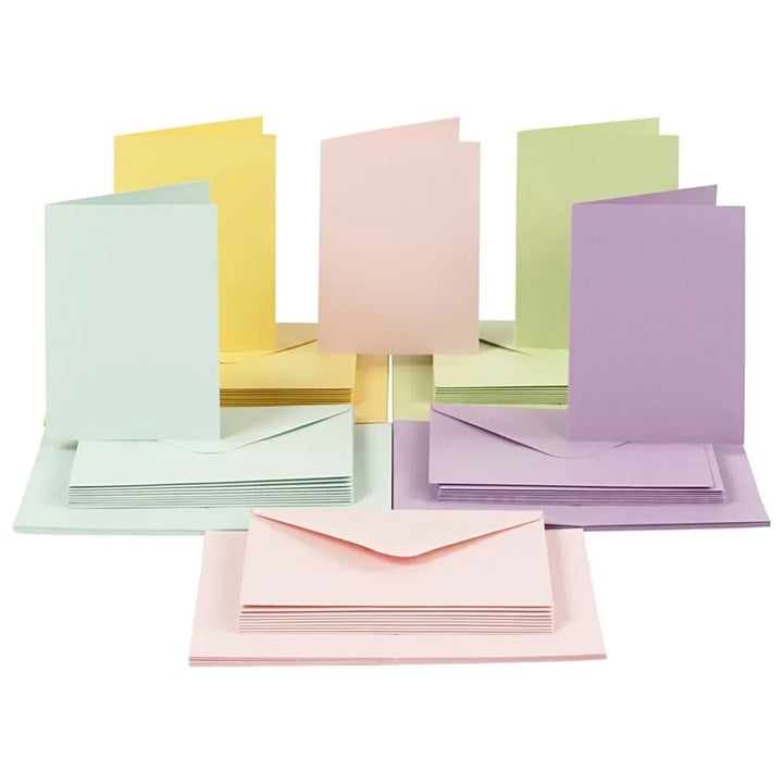 Sada pastelových pohľadníc a obálok 10,5×15 cm - 50 ks — obrázok 1