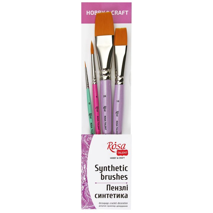 Sada štetcov Hobby & Craft ROSA TALENT ploché a okrúhle 4 ks — obrázok 1