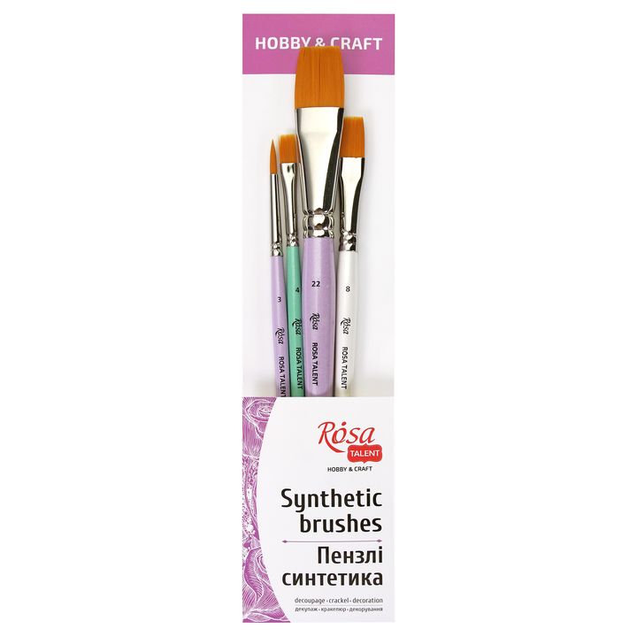 Sada štetcov Hobby & Craft ROSA TALENT ploché a okrúhle 4 ks — obrázok 1