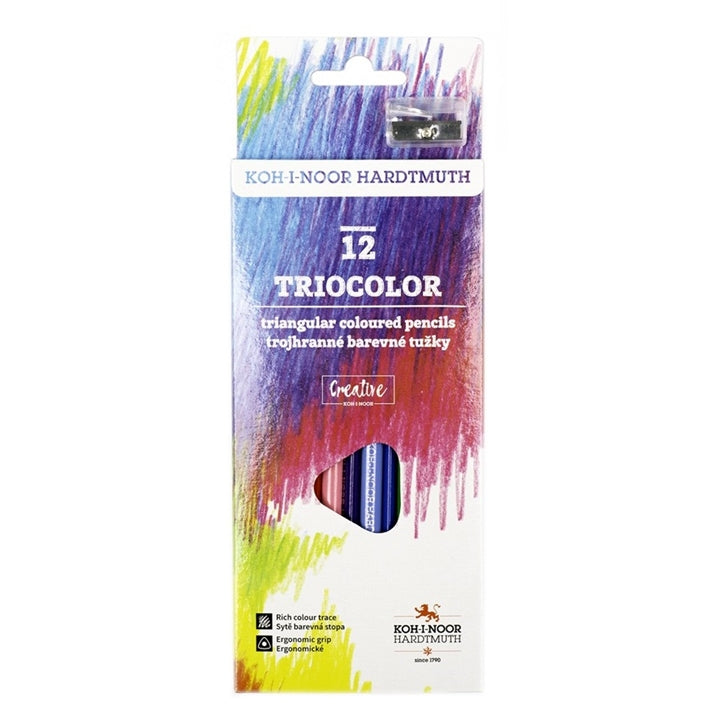 Sada trojhranných farbičiek so strúhadlom Triocolor 12 ks