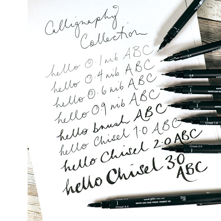 Sada UNI PIN popisovačov fineliner Calligraphy 8 ks — obrázok 3