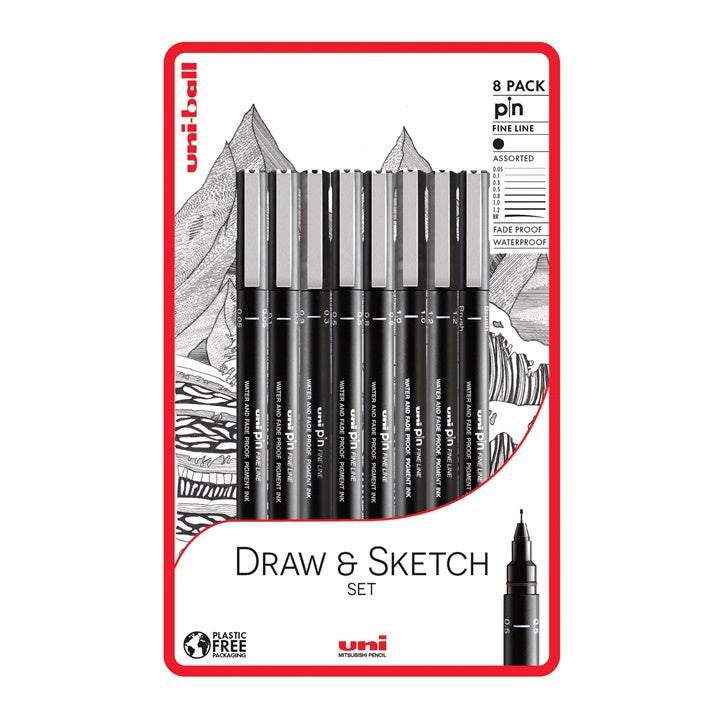 Sada UNI PIN popisovačov fineliner Draw and Sketch 8 ks — obrázok 4